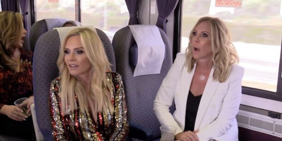 Tamra and Vicki on a bus on The Real Housewives Of Orange County