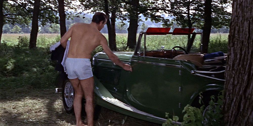 Bond in his boxers, getting into his Bentley Mark IV in From Russia With Love