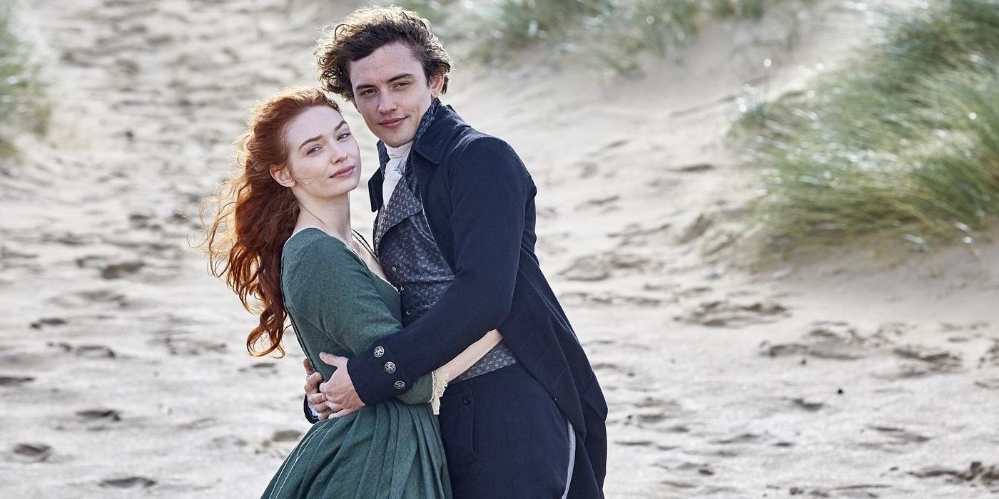 Demelza and Hugh with their arms around in each other in Poldark