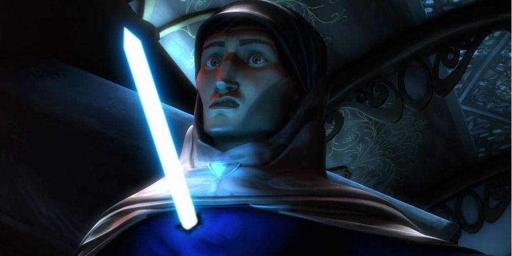 Anakin stabs and kills Tal Merrik in The Clone Wars