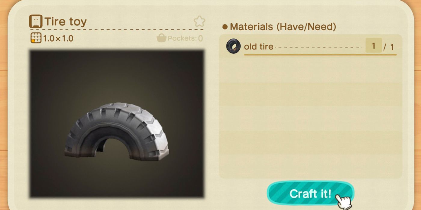 Animal Crossing Tire Toy recipe