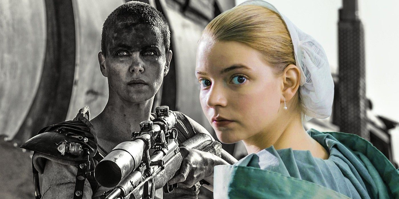 A blended image features Charlize Theron as Furiosa and Anya Taylor-Joy in The Witch.