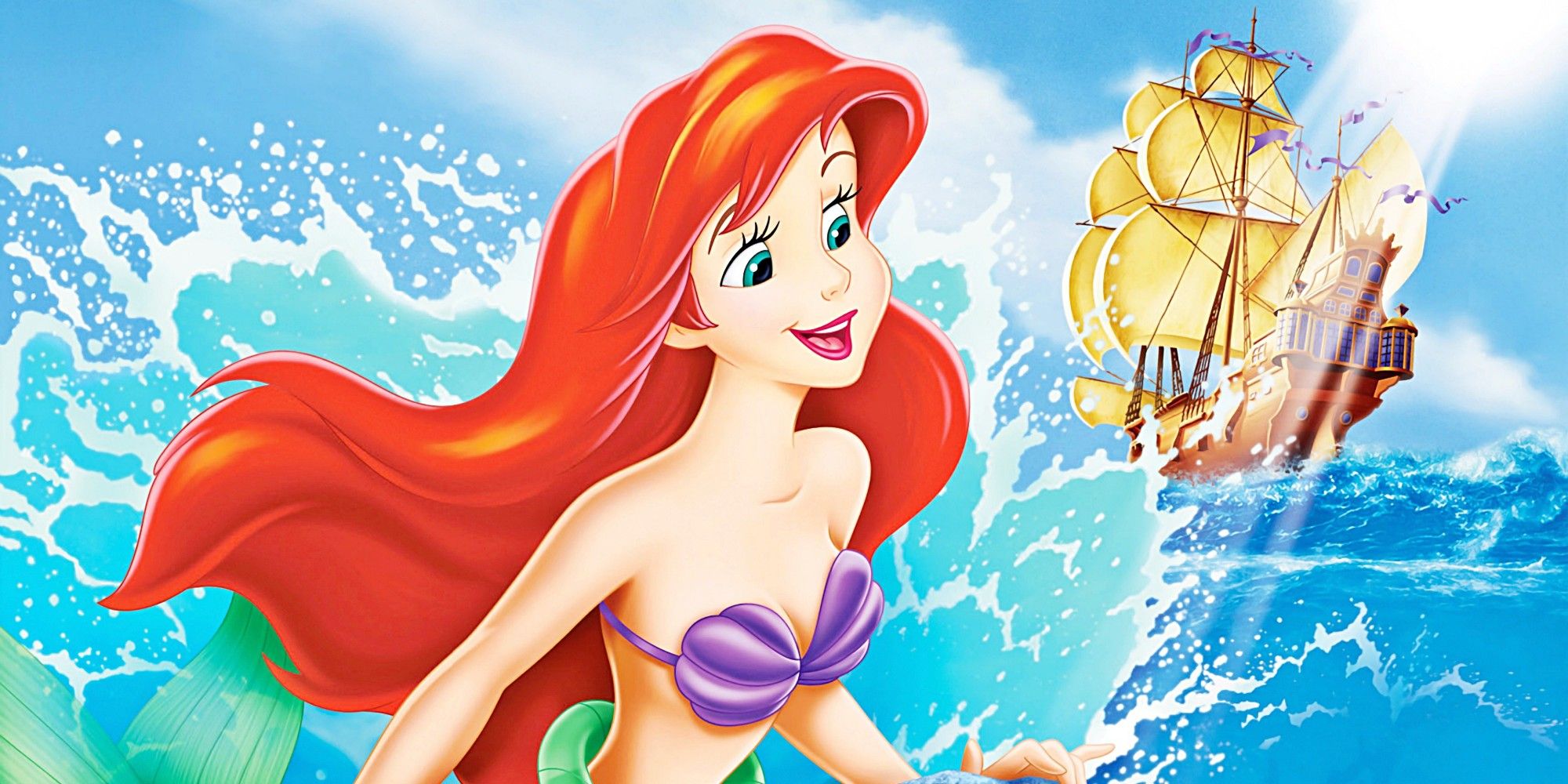 Ariel in the water in Disney's animated Little Mermaid