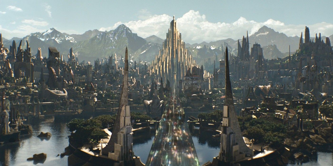 A wide shot of Asgard
