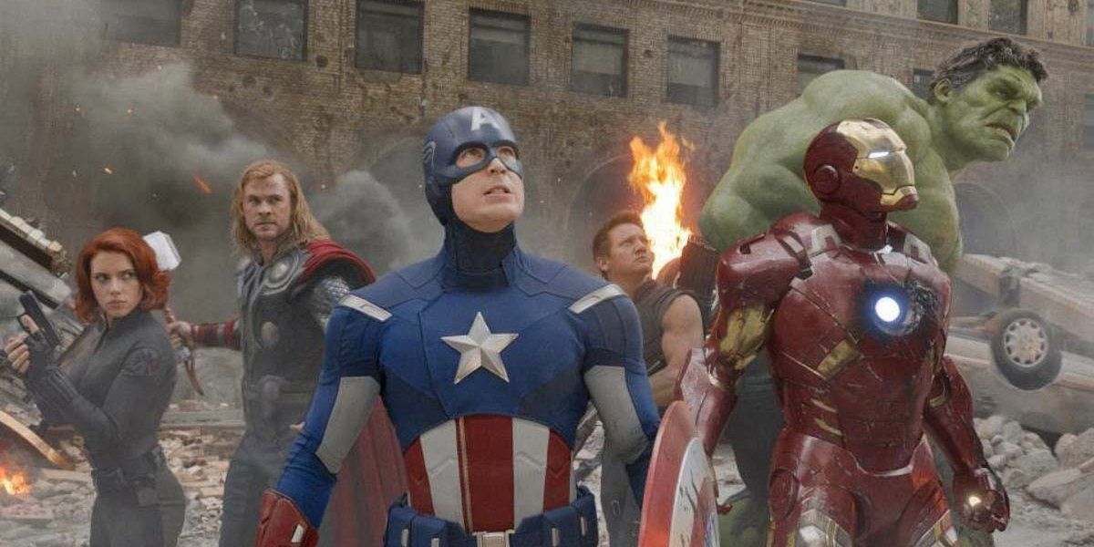 The Avengers standing together in New York