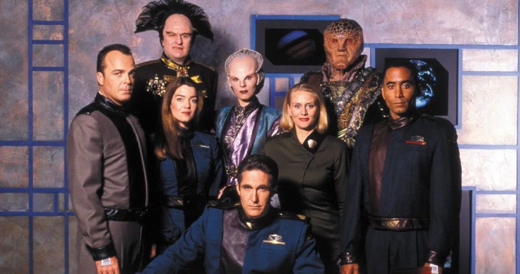 The cast of Babylon 5 in promotional image