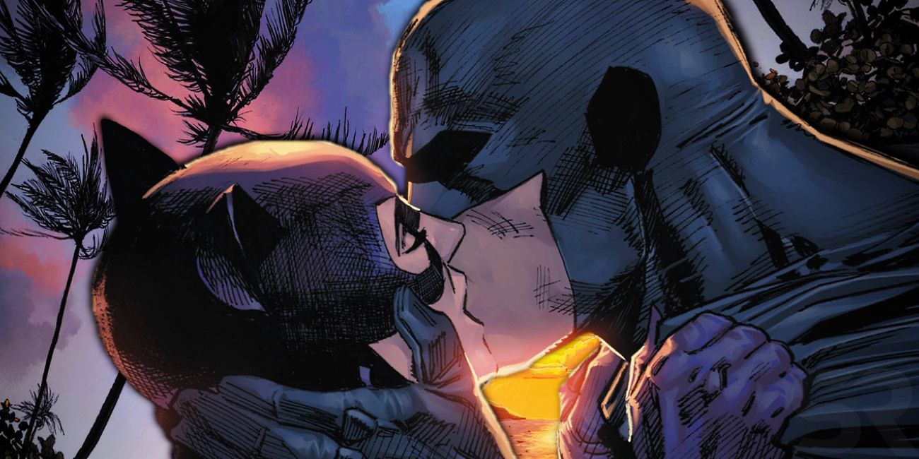 Batman Catwoman DC Comic Kiss