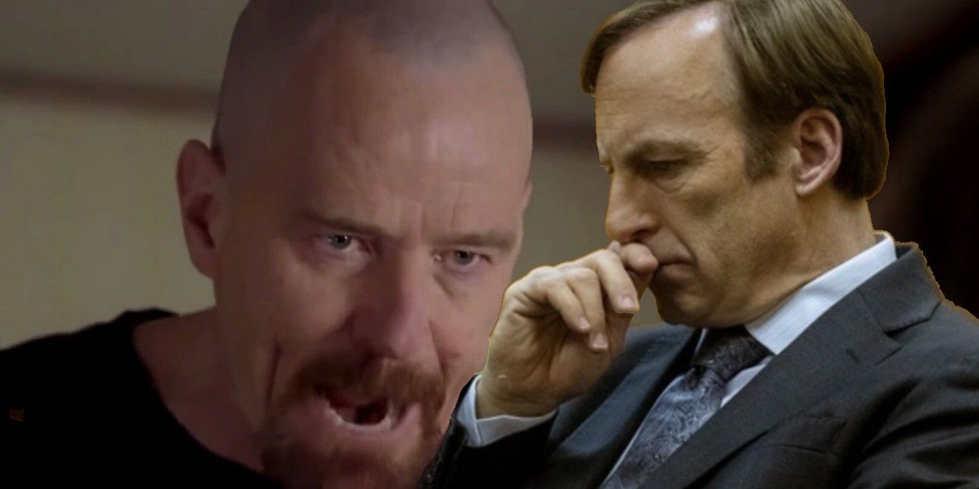 Bob Odenkirk as Jimmy in Better Call Saul and Bryan Cranston as Walter White in Breaking Bad