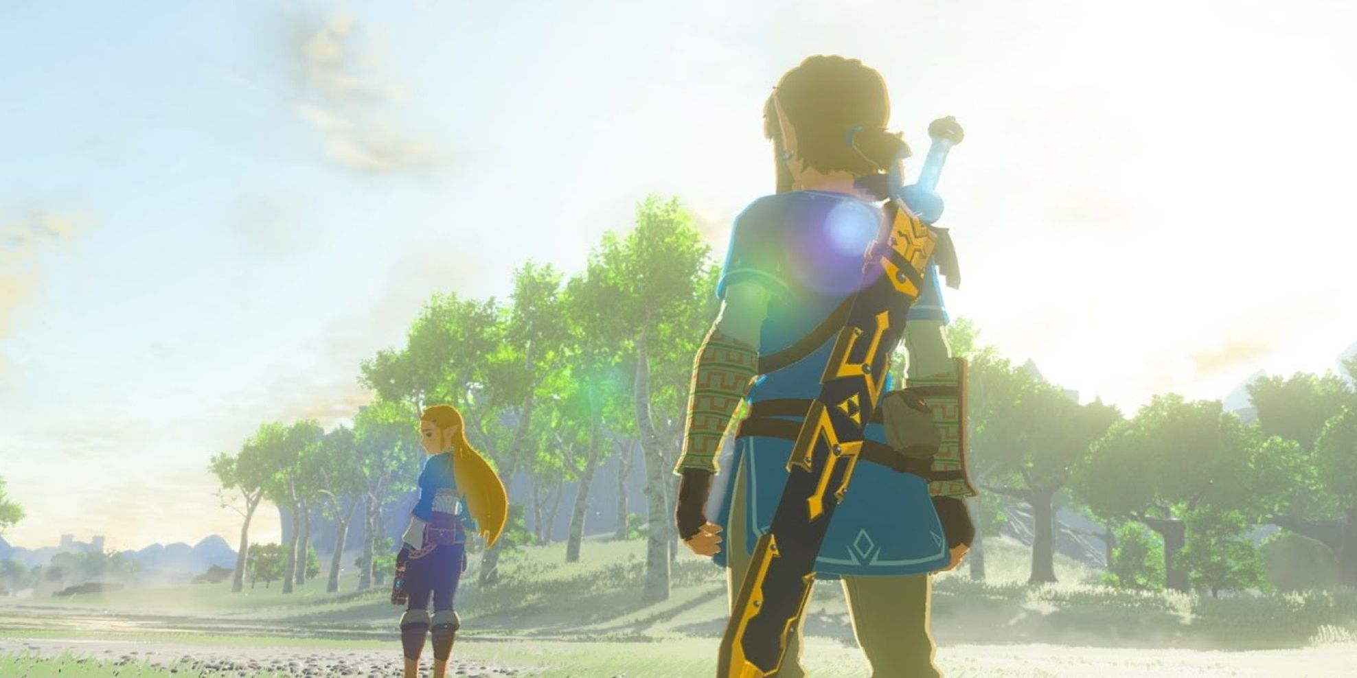 Link looking at a distant princess Zelda in Breath of the Wild