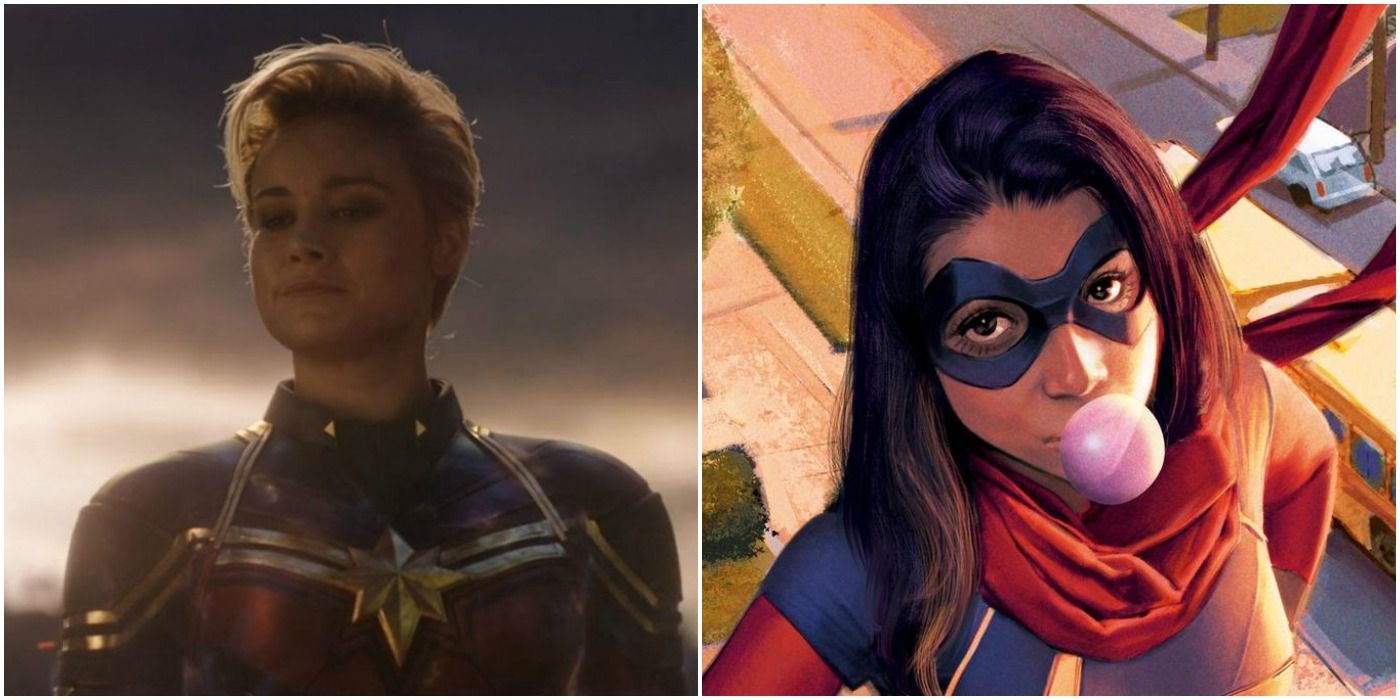 Brie Larson as Captain Marvel and Kamal Kahn Ms Marvel