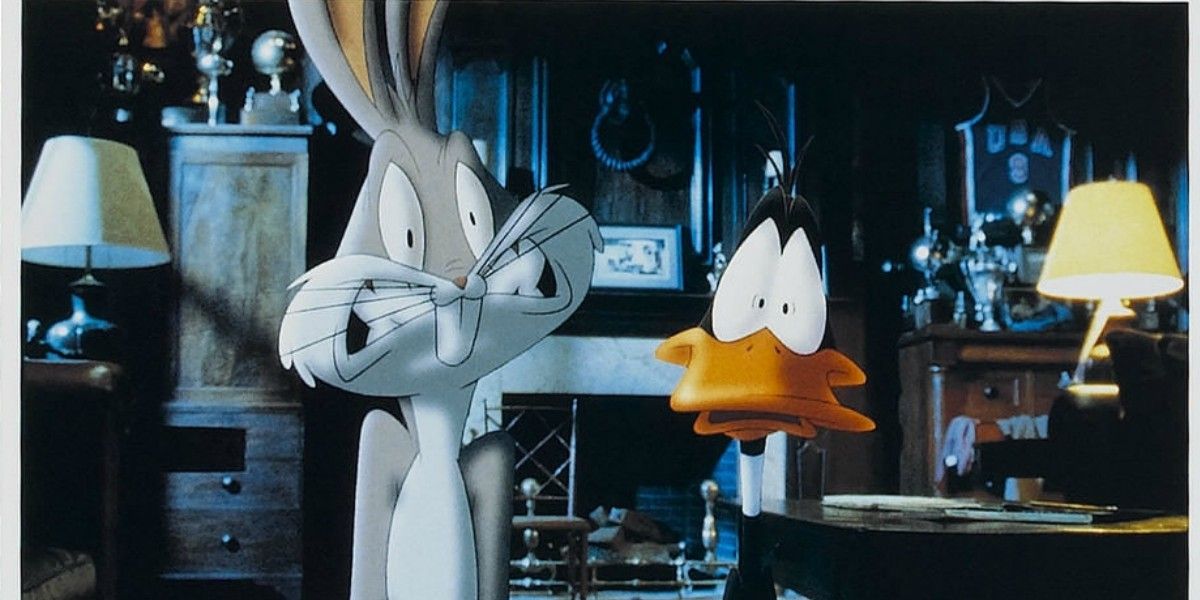 Bugs Bunny and Daffy Duck scared in Michael Jordan's house Space Jam