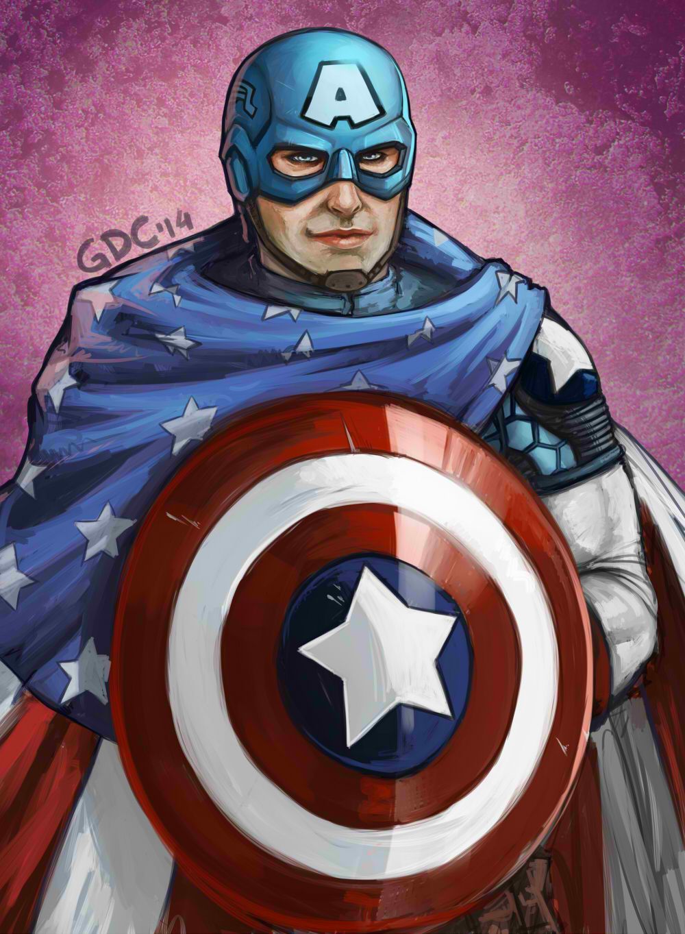 Captain America With American Flag Fan Art