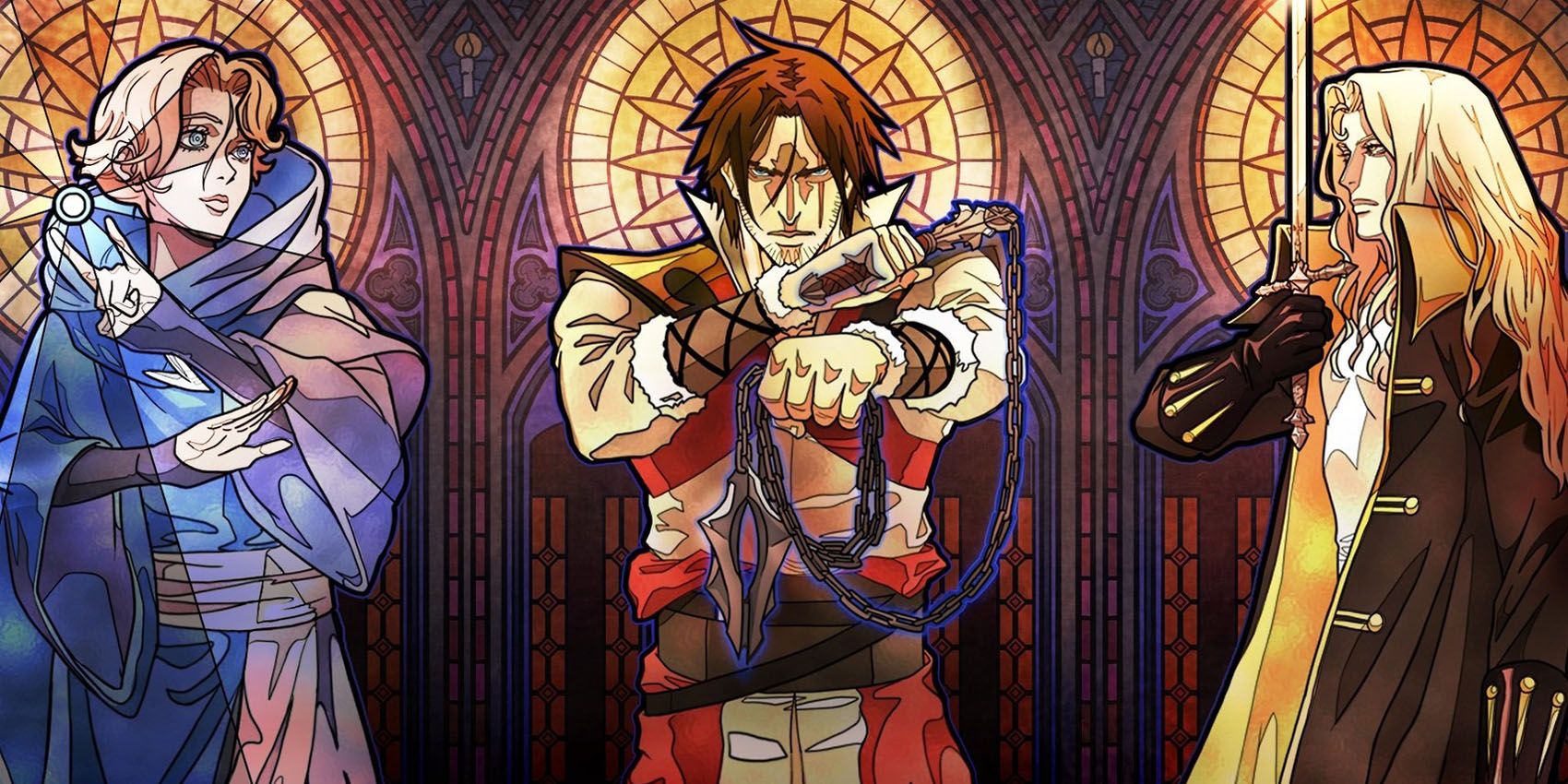 Castlevania Title Image Characters Stained Glass