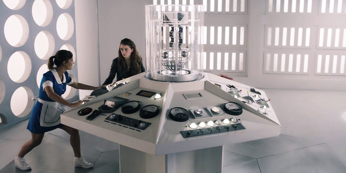 Clara and Ashildr in a TARDIS in Doctor Who
