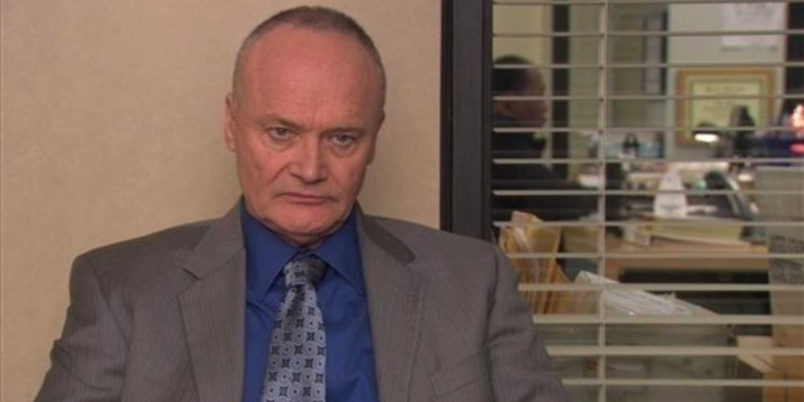 Creed Bratton during a confessional looking serious in The Office