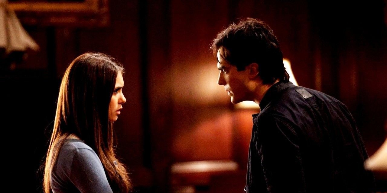 Damon talks to Elena in The Vampire Diaries.