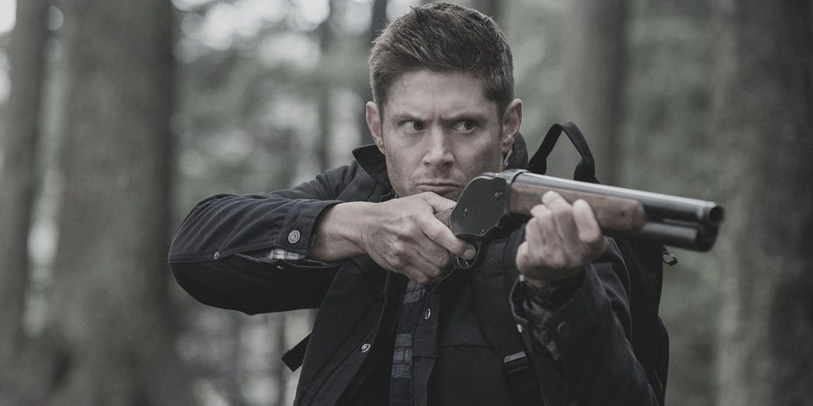 Dean Winchester wielding a shot gun on Supernatural