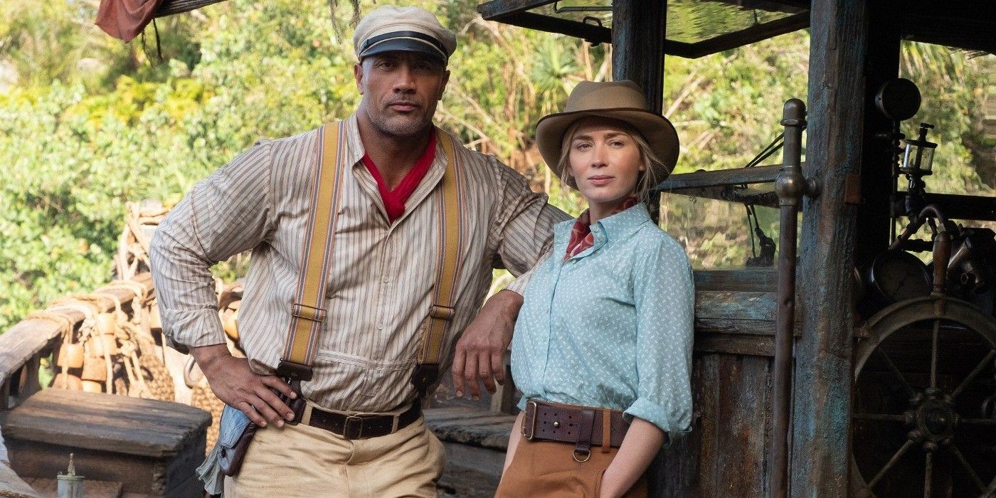 Dwayne Johnson and Emily Blunt from Jungle Cruise movie 2020