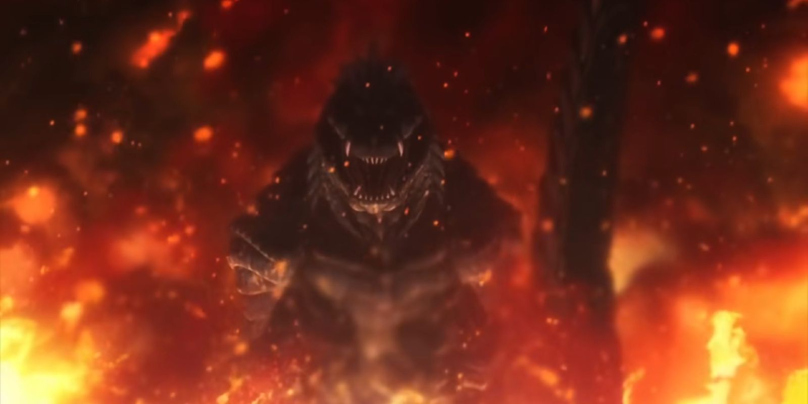 Godzilla Ultima is surrounded by fire in Godzilla's single point