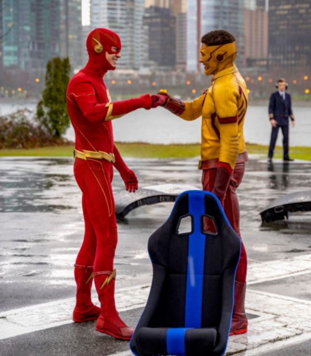 Grant Gustin as Barry Allen and Keiynan Lonsdale as Wally West Kid Flash The Flash Vertical