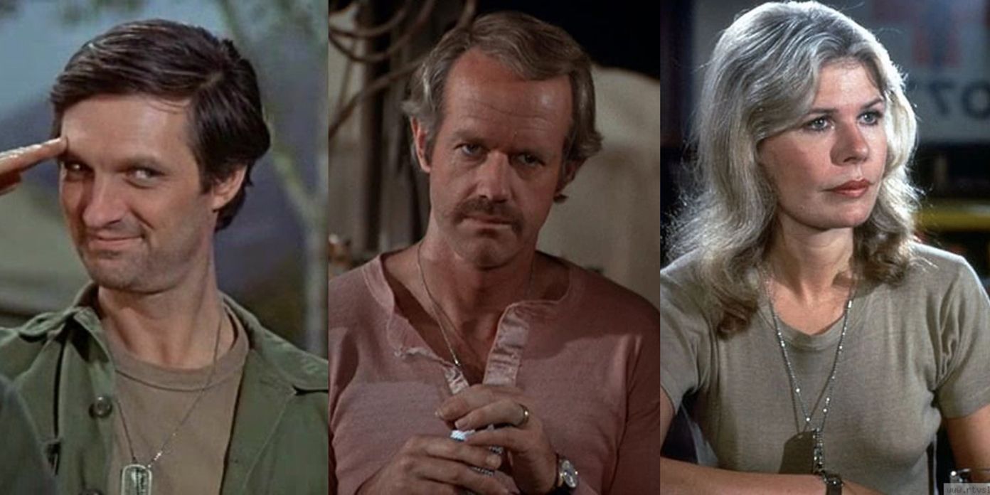 Hawkeye, BJ and Margaret in a split image of M*A*S*H