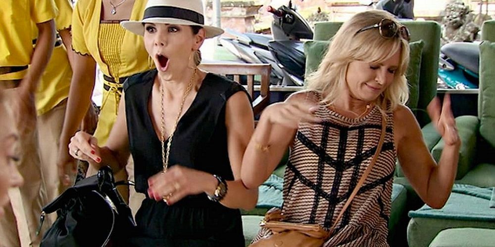 Heather and Tamra looking surprised in Bali on RHOC