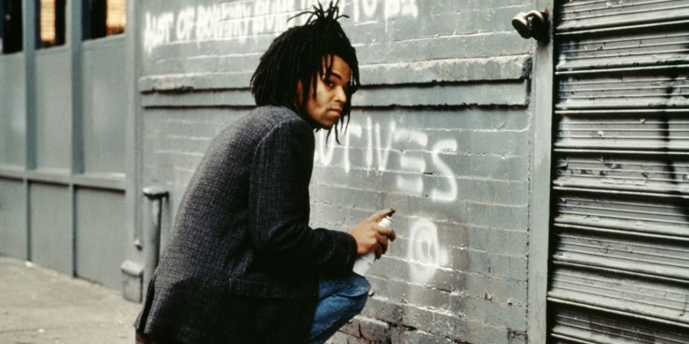 Jeffrey Wright as Basquiat in a scene from Basquiat.