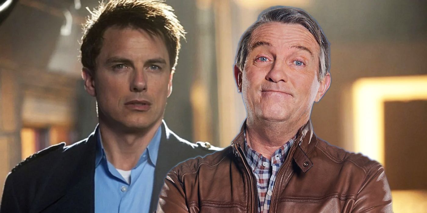 John Barrowman as Captain Jack and Bradley Walsh as Graham in Doctor Who
