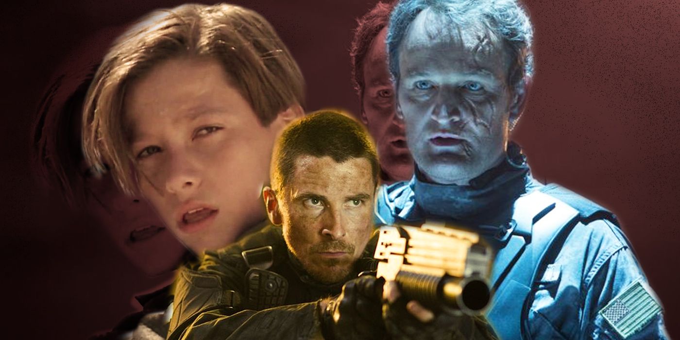Blended image of different actors playing John Connor in the Terminator series.