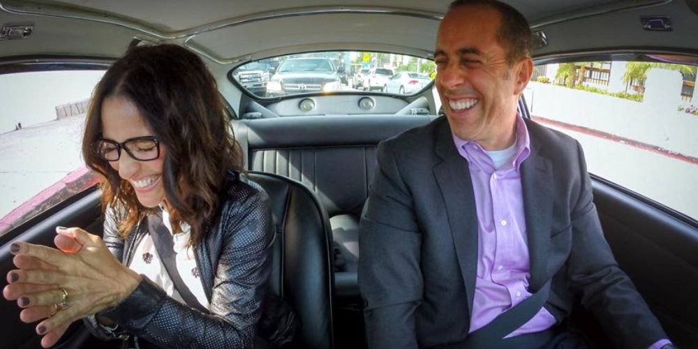 Julia Louis-Dreyfus and Jerry Seinfeld in Comedians in Cars Getting Coffee