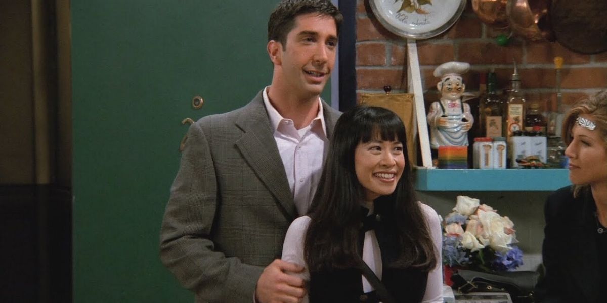 Ross and Julie standing in Monica's kitchen in Friends