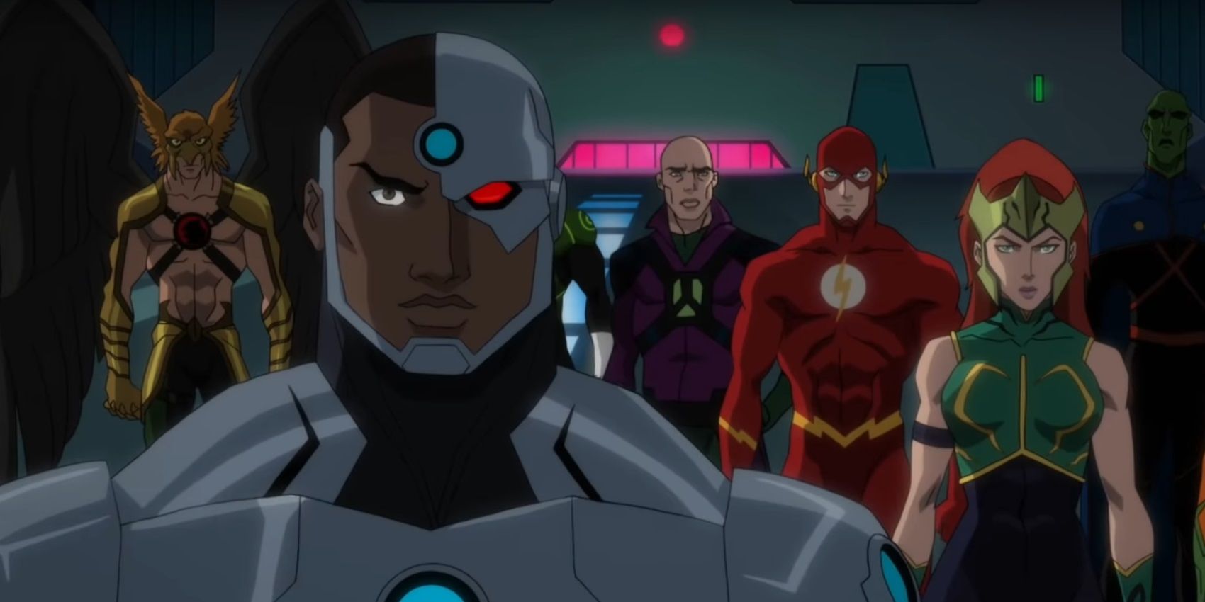Cyborg and other DC characters get ready in Justice League Dark: Apokolips War.