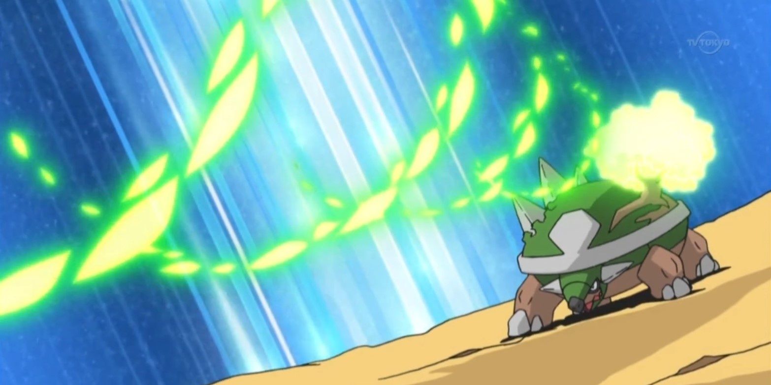 Torterra uses Leaf Storm in the Pokemon anime