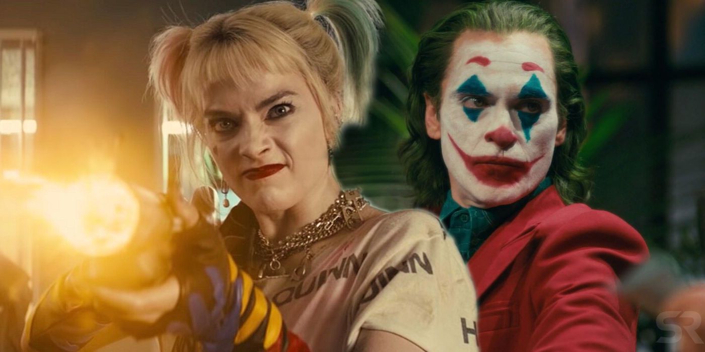 Margot Robbie as Harley Quinn in Birds of Prey and Joaquin Phoenix as Joker