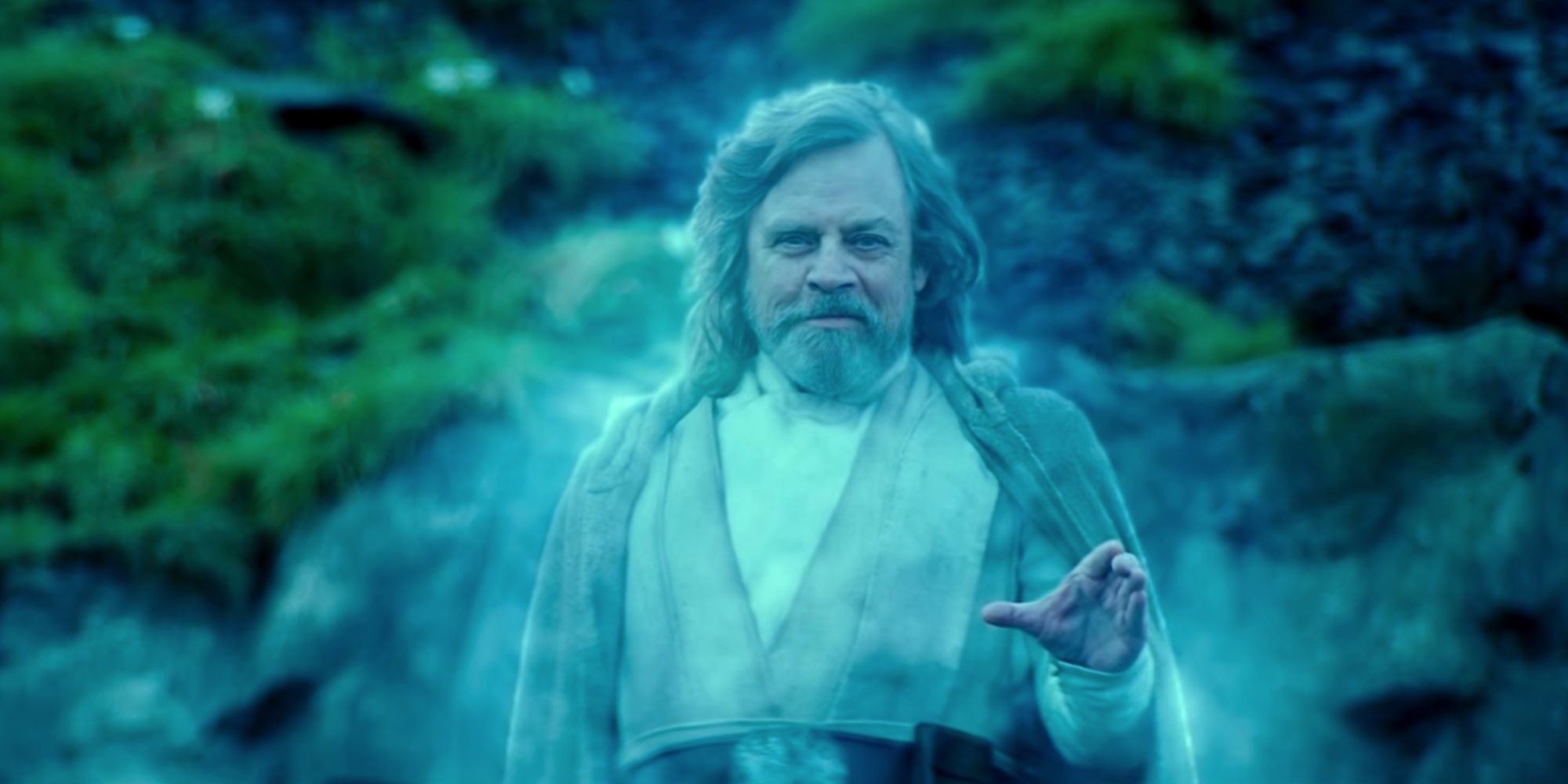 Luke comes back as a Force Spirit and raises his x-wing from the ocean on Ach-To in Star Wars