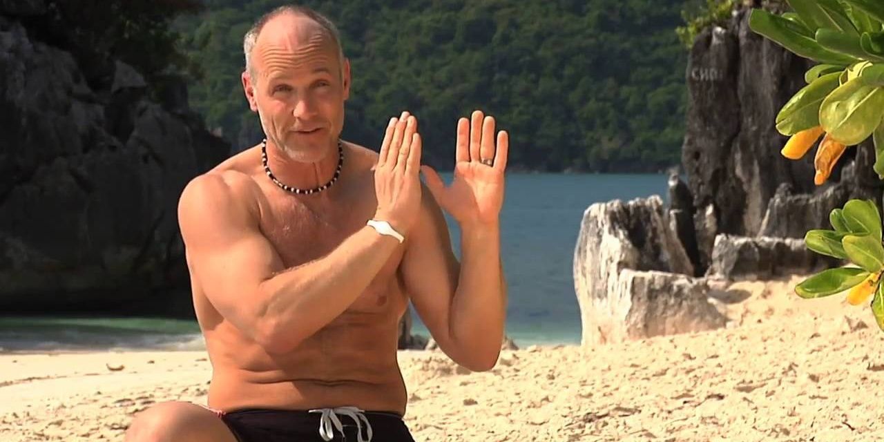 Mike Skupin gestures during a confessional on Survivor