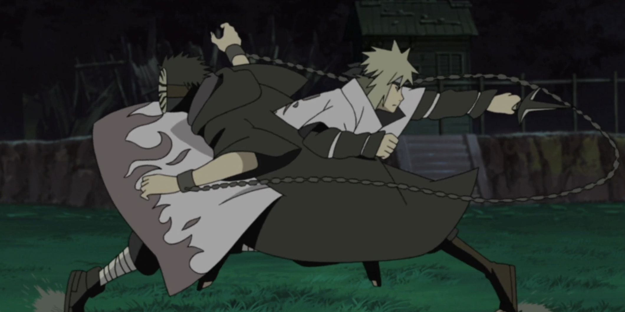 Minato fights Tobi in a Naruto Shippuden flashback