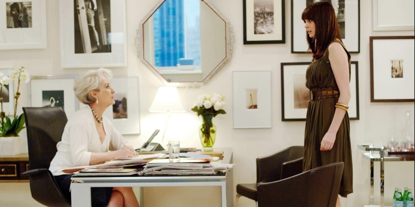 Miranda Priestly and Andy Sachs talking in The Devil Wears Prada