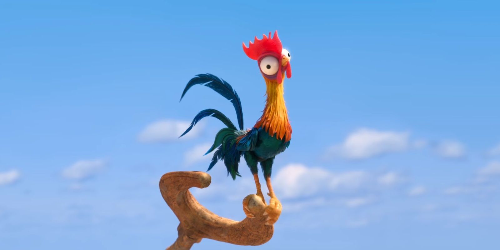 Heihei standing on top of a stick in Moana