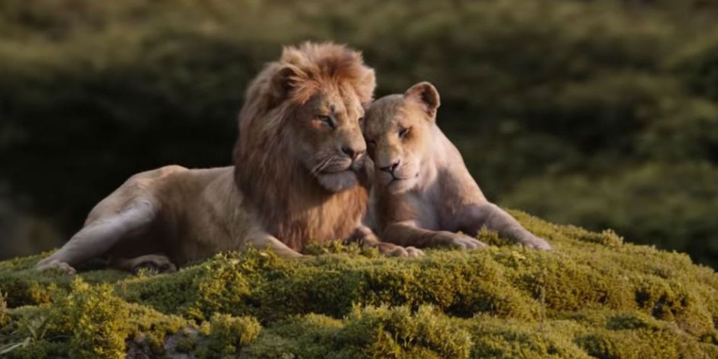 Nala and Simbaa rub heads in The Lion King