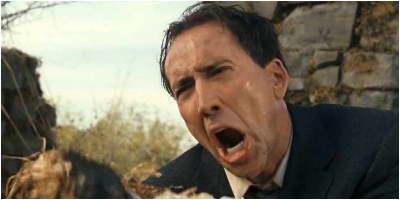 Nicolas Cage cries out in agony in in The Wicker Man.