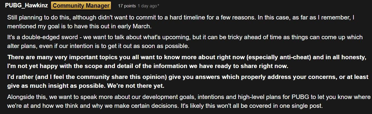 PUBG Community manager Response