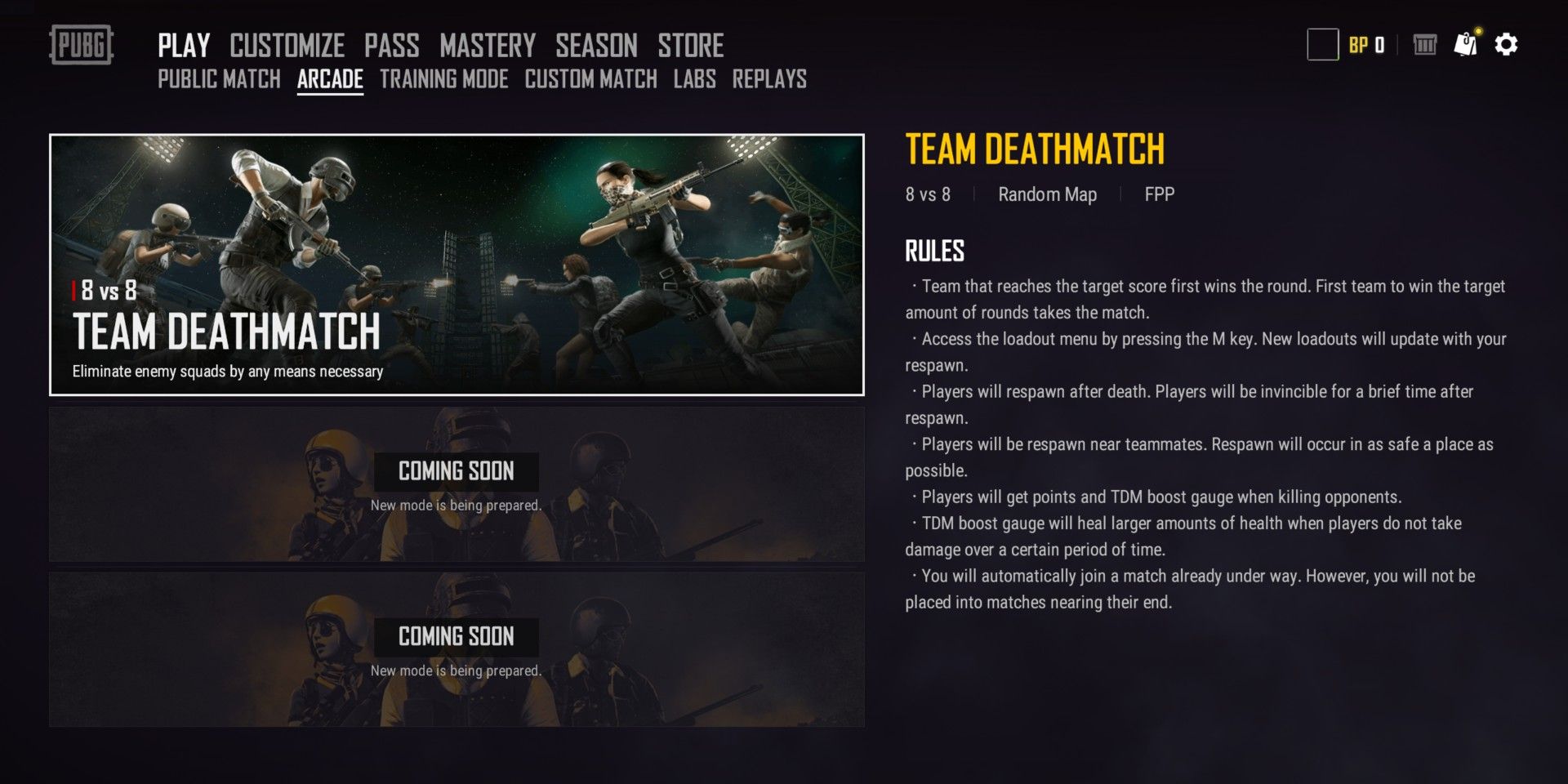 PUBG TDM Menu