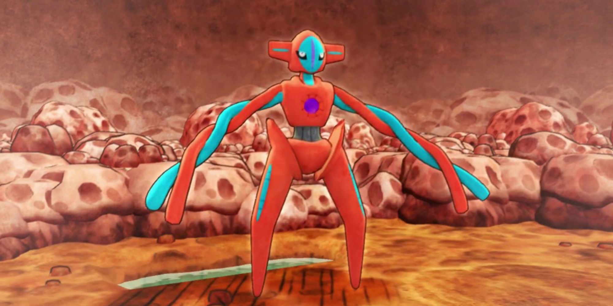Deoxys getting ready to fight in Pokemon