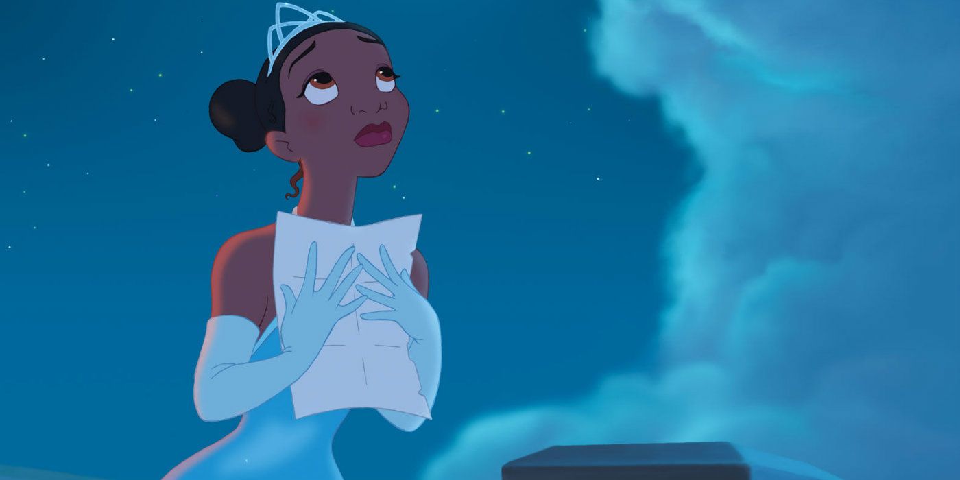 Tiana wishing upon a star in Princess and the Frog
