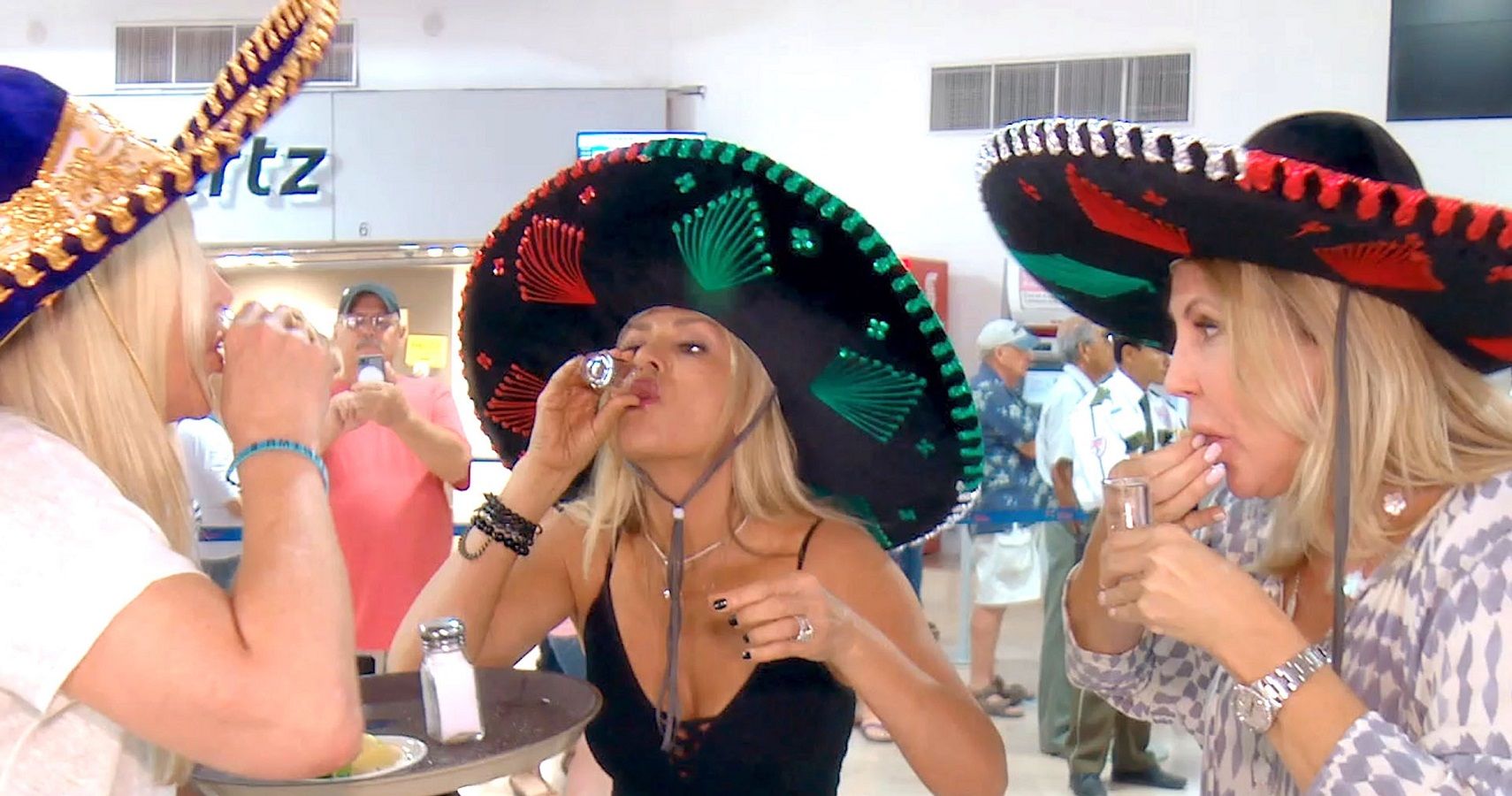 The women from RHOC drinking tequila in Mexico