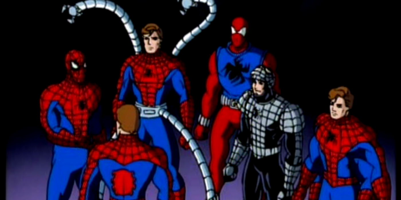 Various Spider-Men talk in the Animated Series