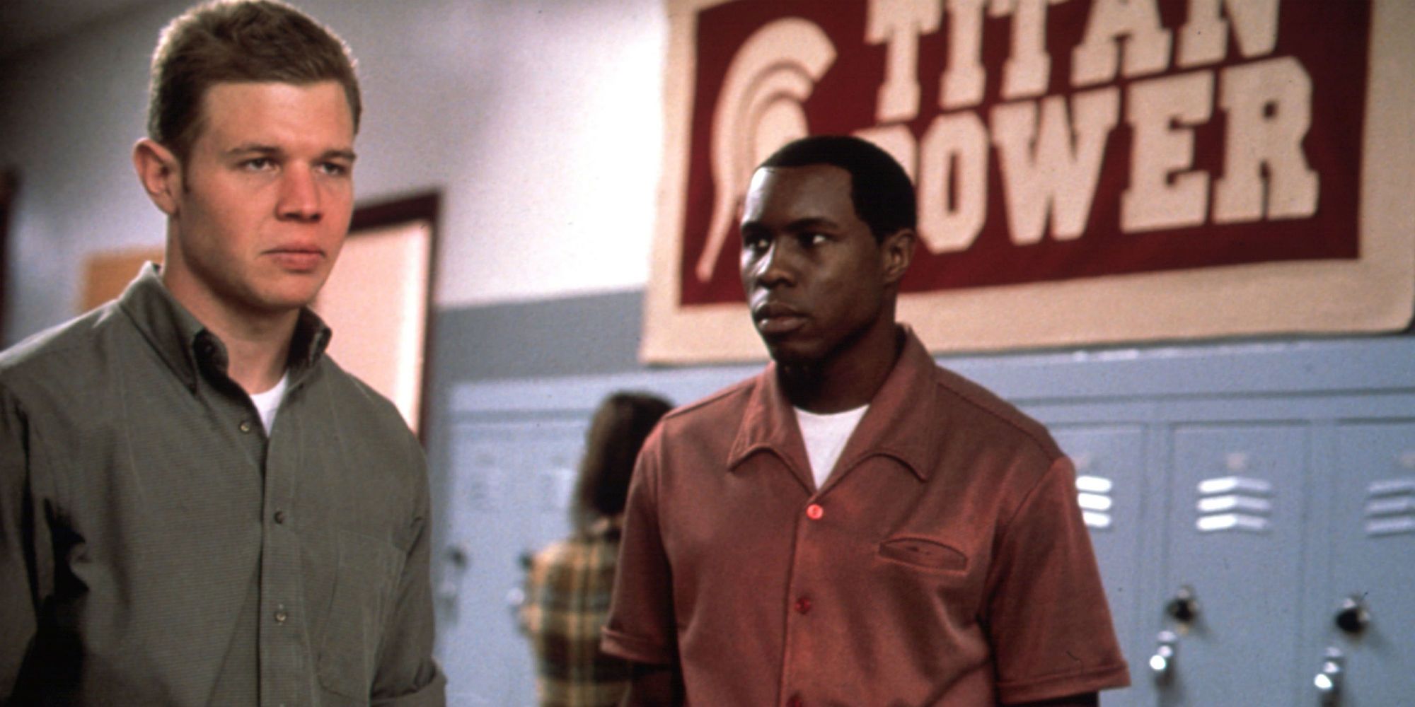 Remember The Titans Ryan Hurst Wood Harris stand in school hallway