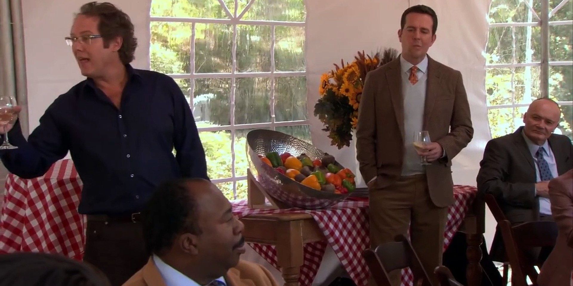 Robert California gives a speech at Andy's Garden Party on The Office