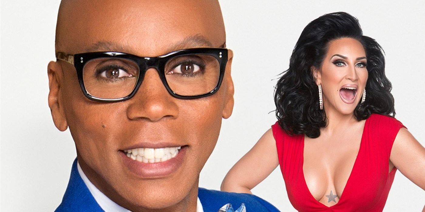 RuPaul and Michelle Visage smiling on the cover of What's The Tee Podcast